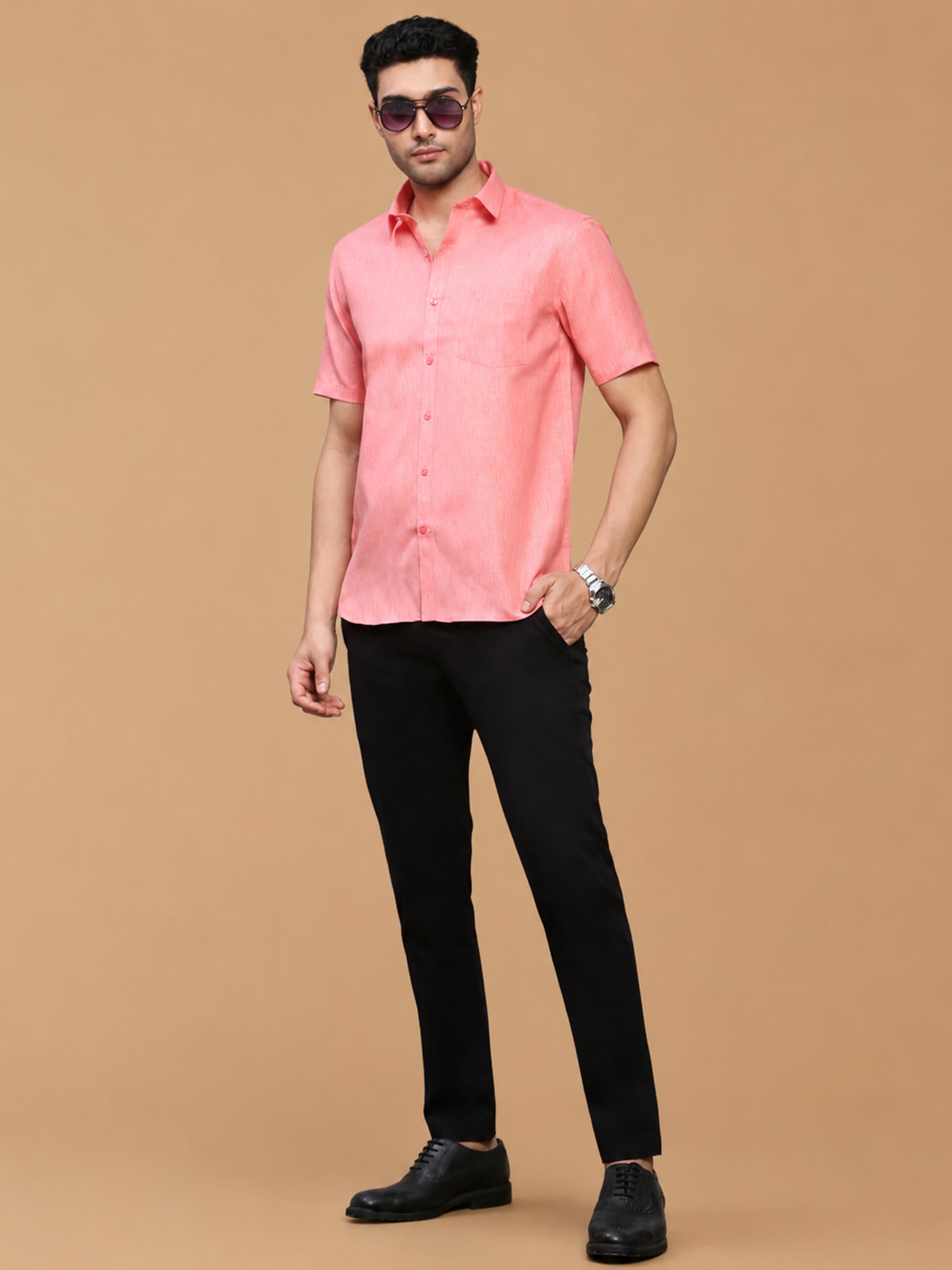 Cotton Rich Pinky Red Regular Fit Shirt T12 CK5