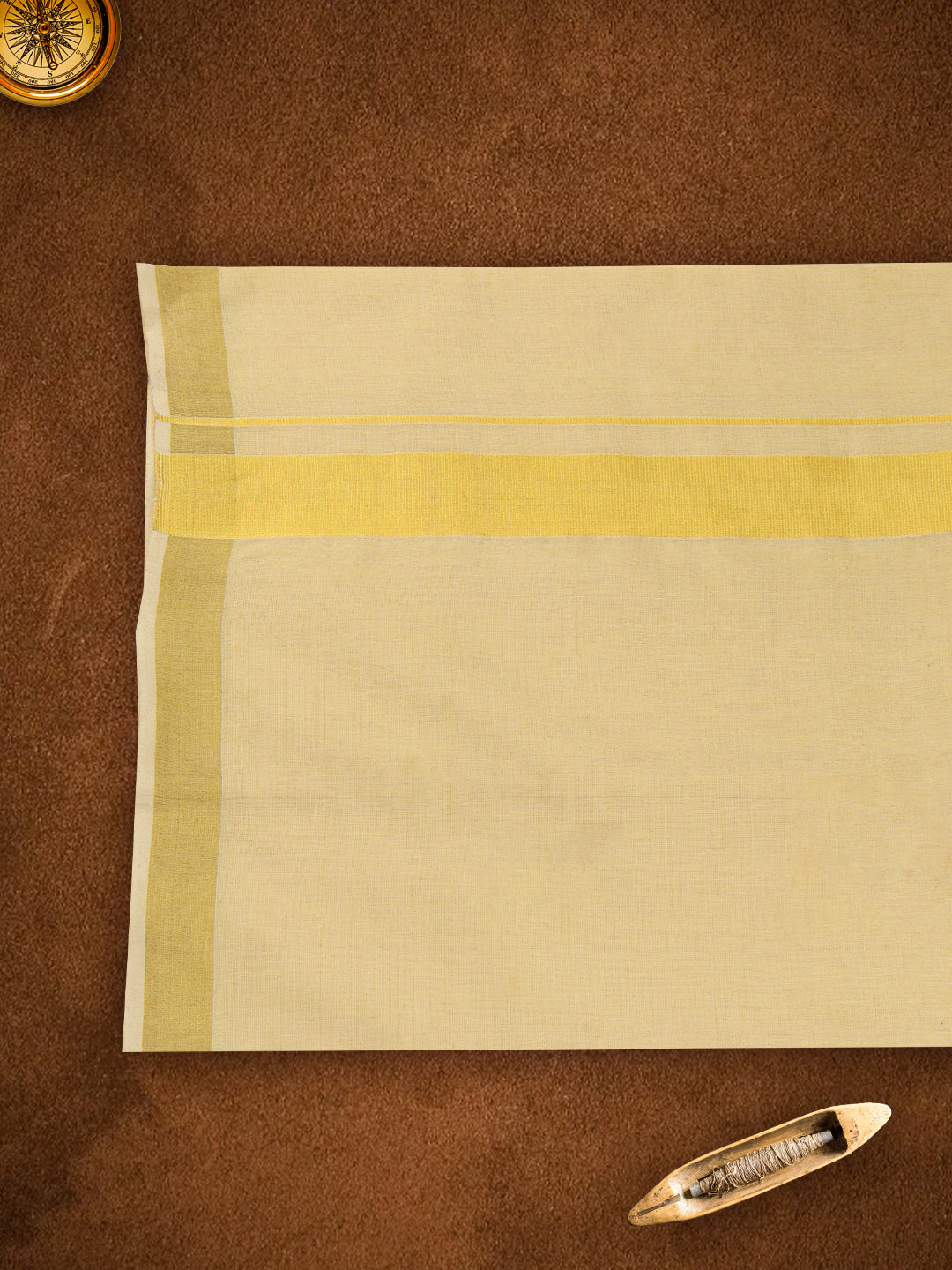 Double Layer Premium Handloom Gold Jari Dhoti 4m