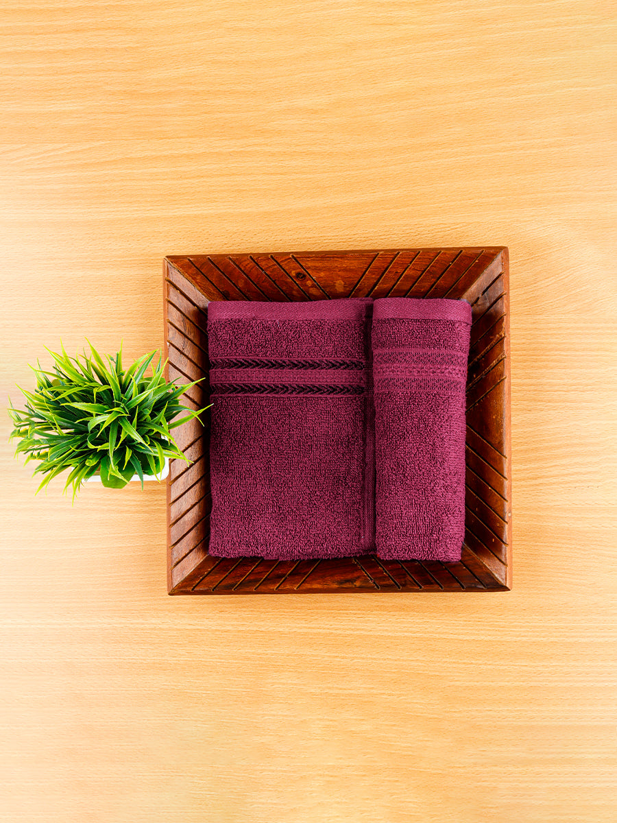 Premium Soft Terry Hand Towel Maroon HC2 (Pack of 4)