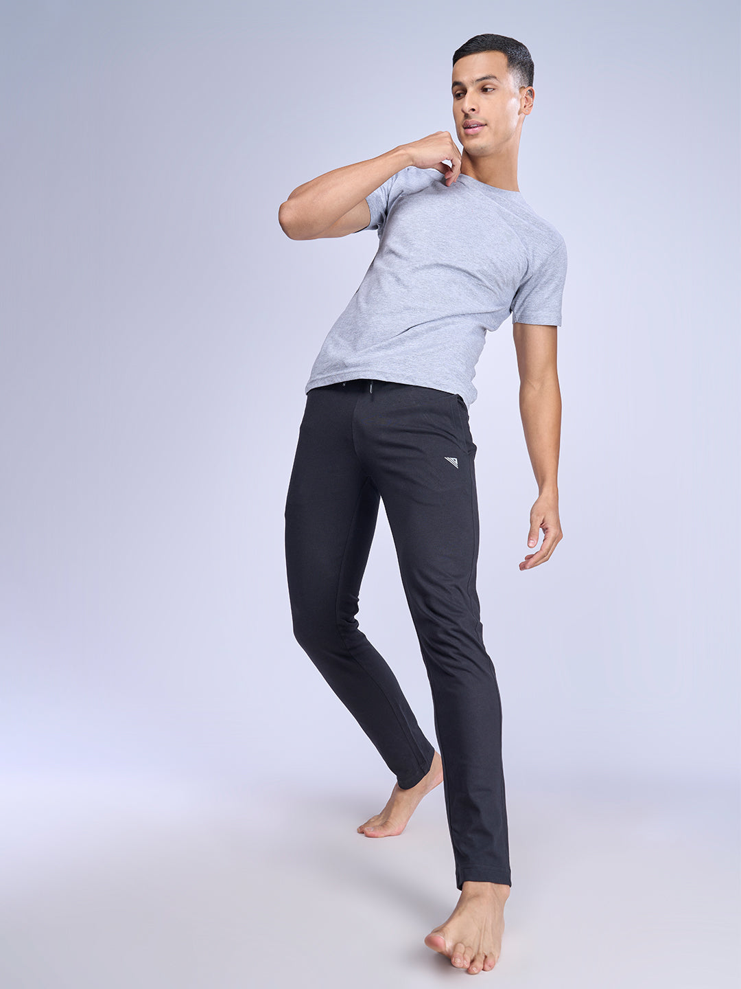 Men Combed Cotton Rich Track Pant with Side Pockets Black ETK1
