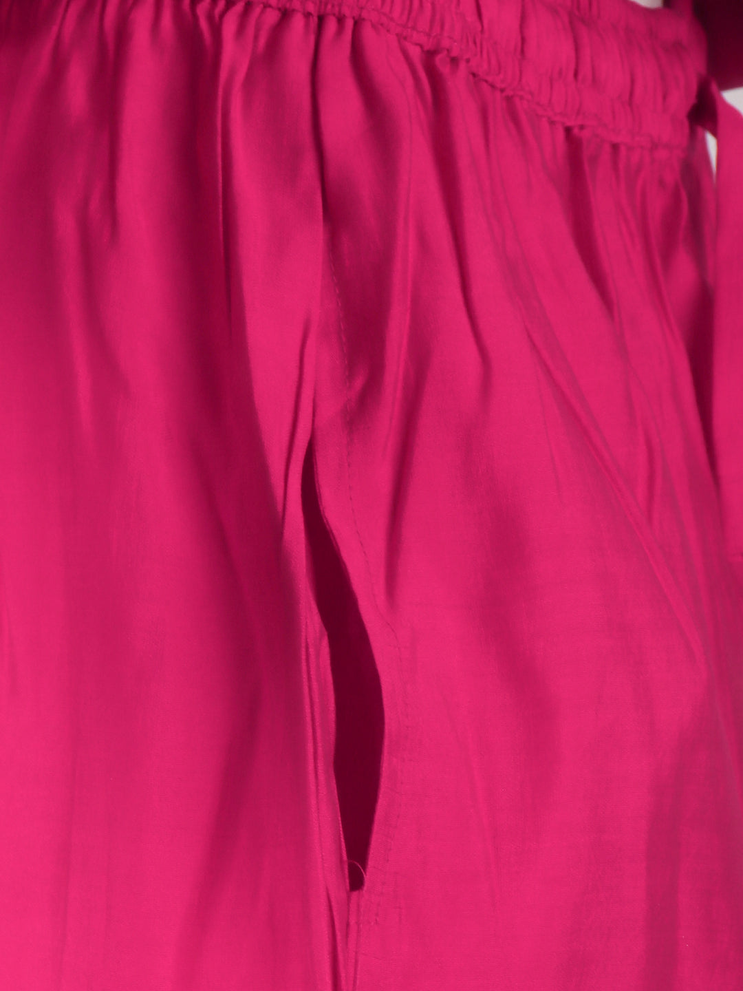 Women Cotton Embroidered Kurti Set Dark Pink EKS41