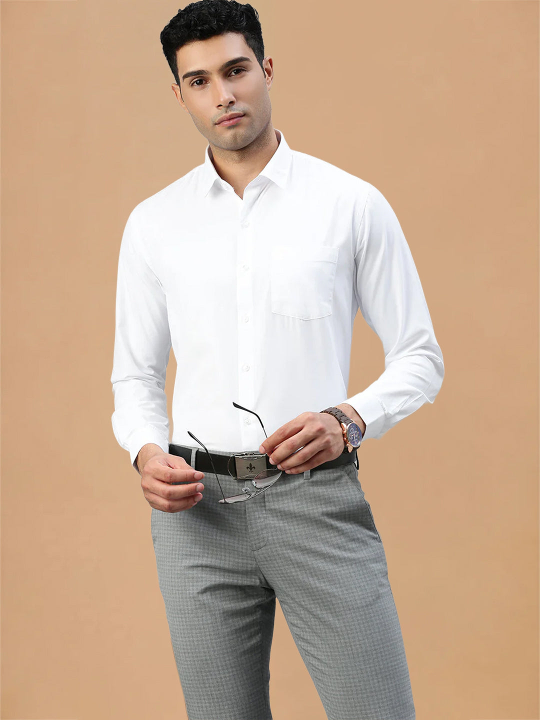 Cotton Rich Prestigious Fit White Shirt 2 Pcs Combo