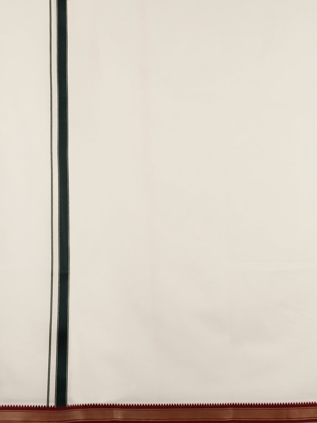 Men Kora Cotton Single Layer Dhoti with Mayilkhan Border Brindhavan (4 Way Dhoti )