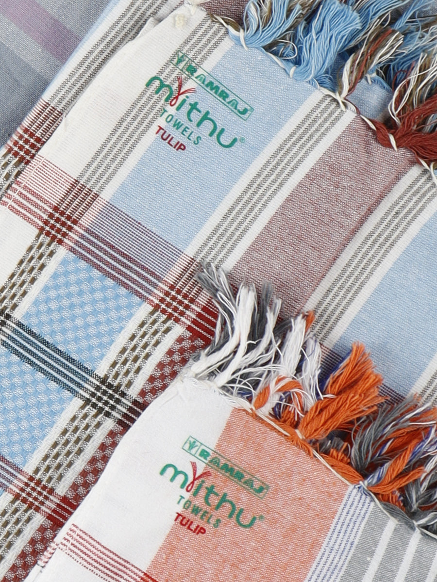 Tulip Checked Cotton Colour Bath Towel-Mix view