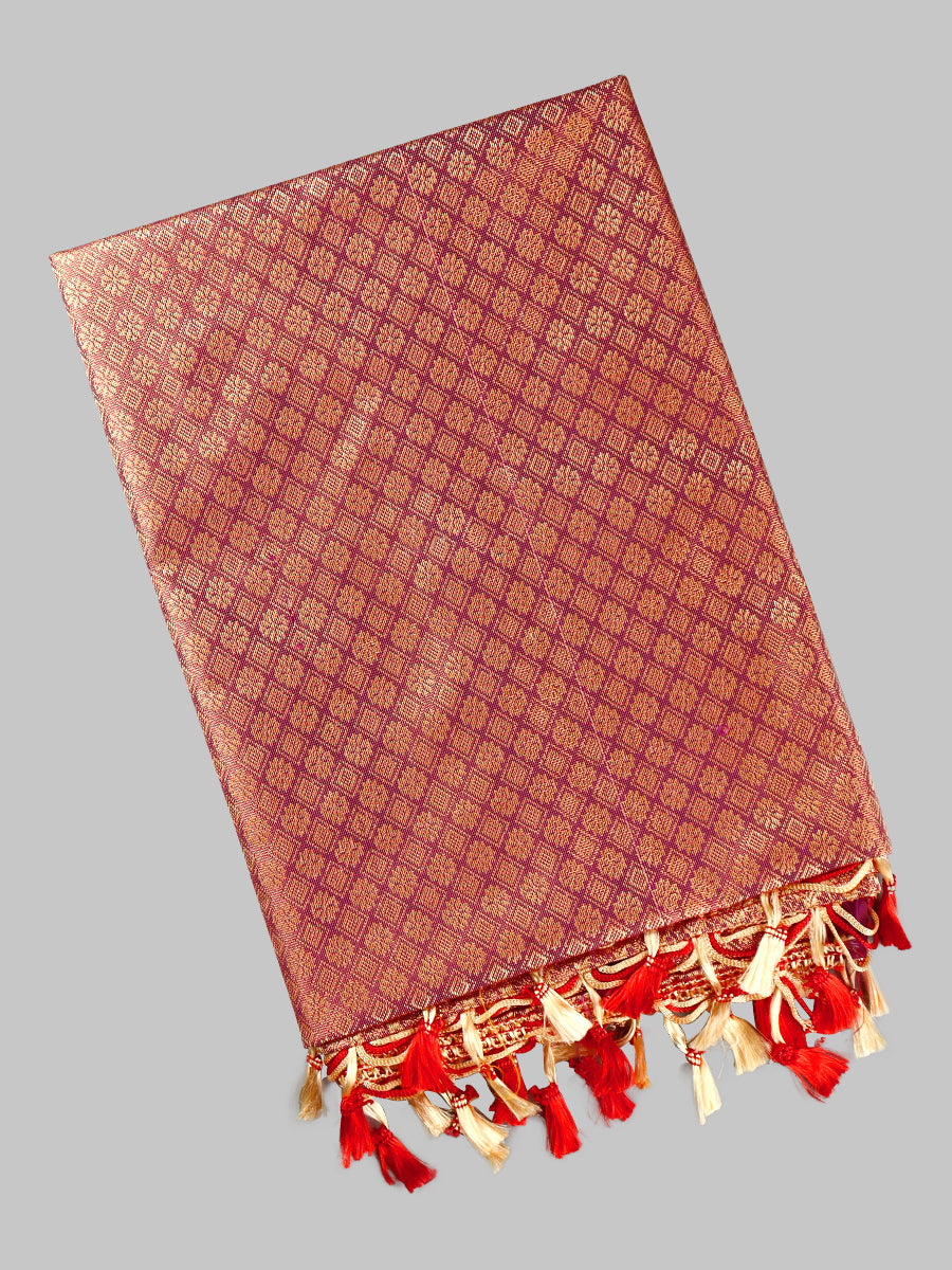 Ponnadai/Jari Shawl 508-Purple with red