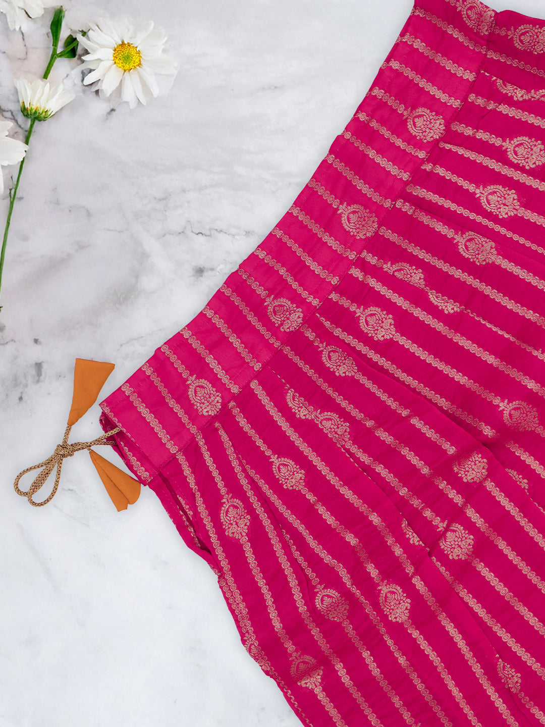 Girls Traditional Skirt Set Orange with Pink GPS27