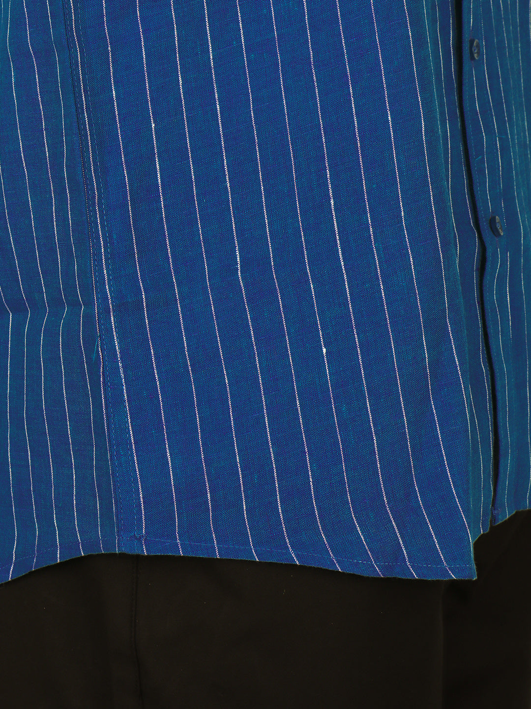 Men Pure Linen Striped Shirt Tufts Blue LS11