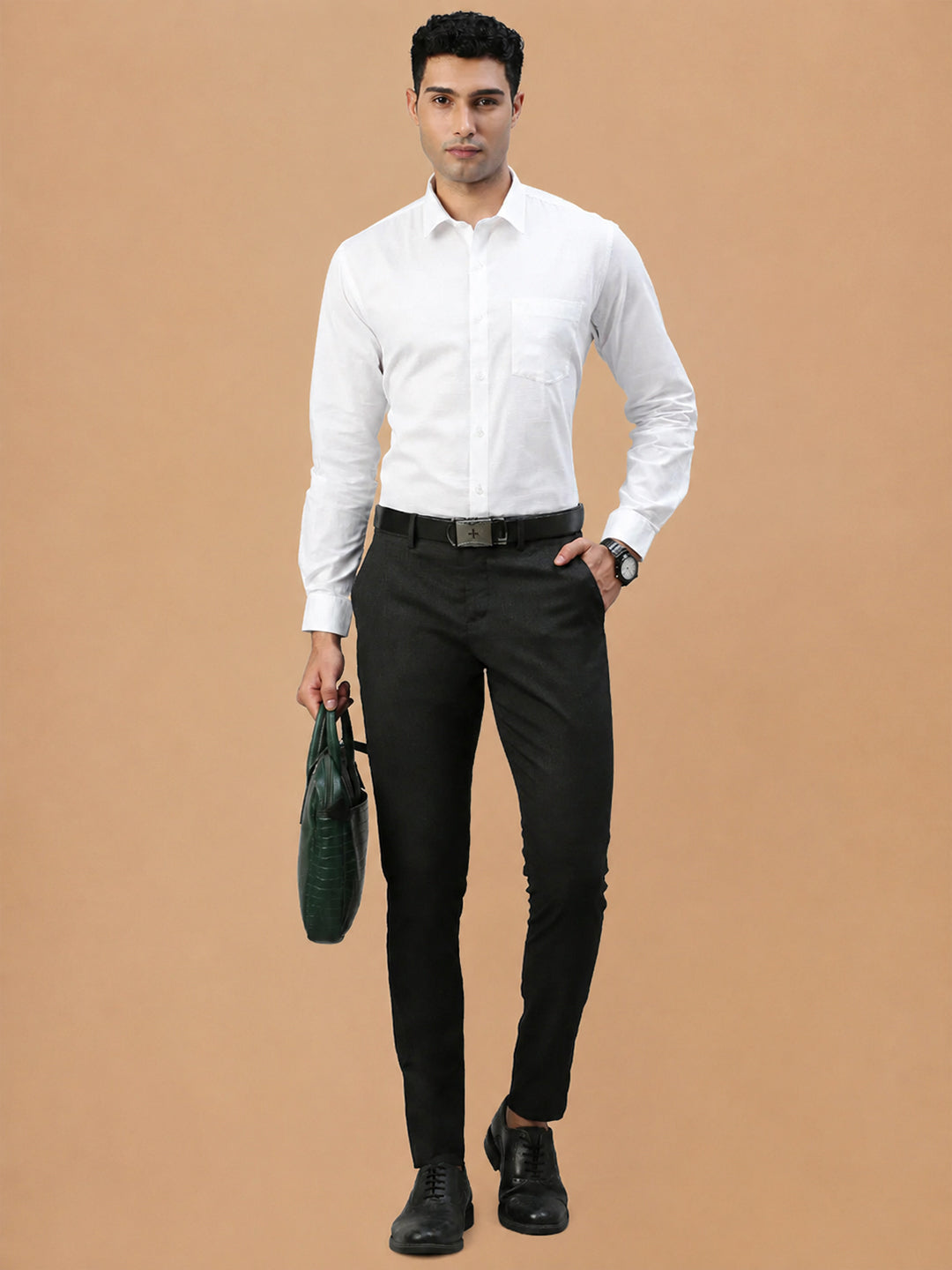 Self Design Twill Cotton White Shirt – Celebrity White