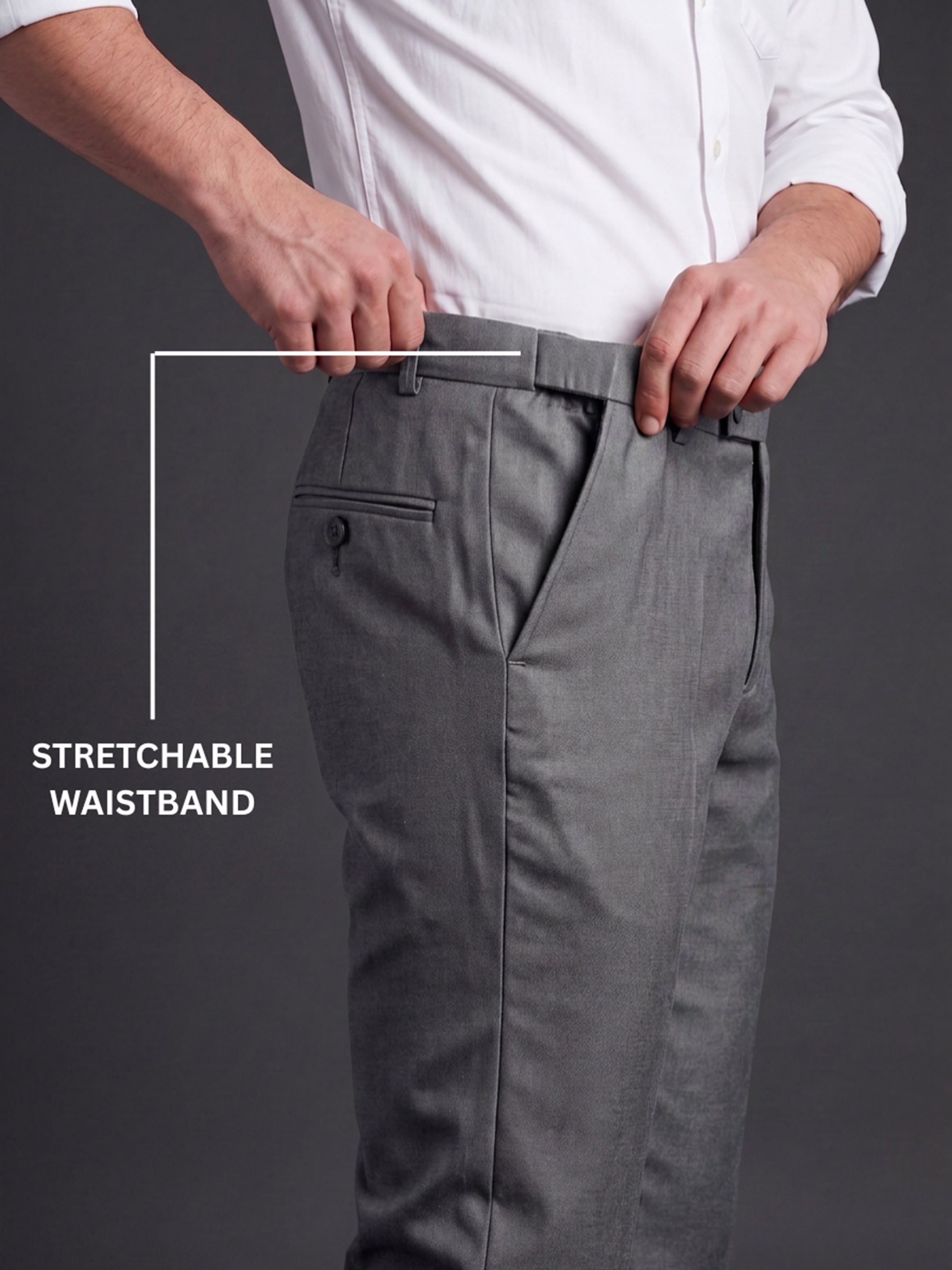 Prima Club Cotton Poly Viscose Stretchable Waistband Dark Grey Pants