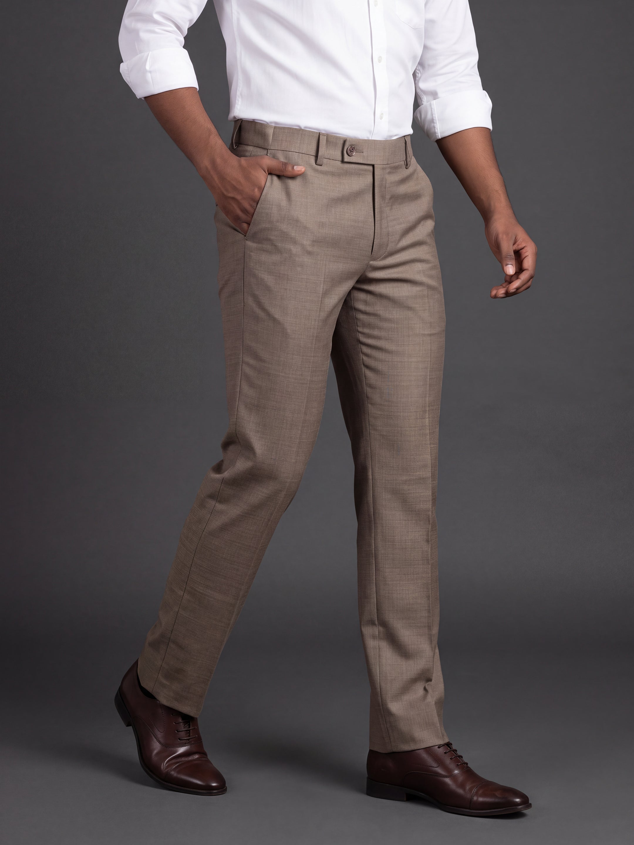 Prima Club Cotton Poly Viscose Stretchable Waistband Brown Pants