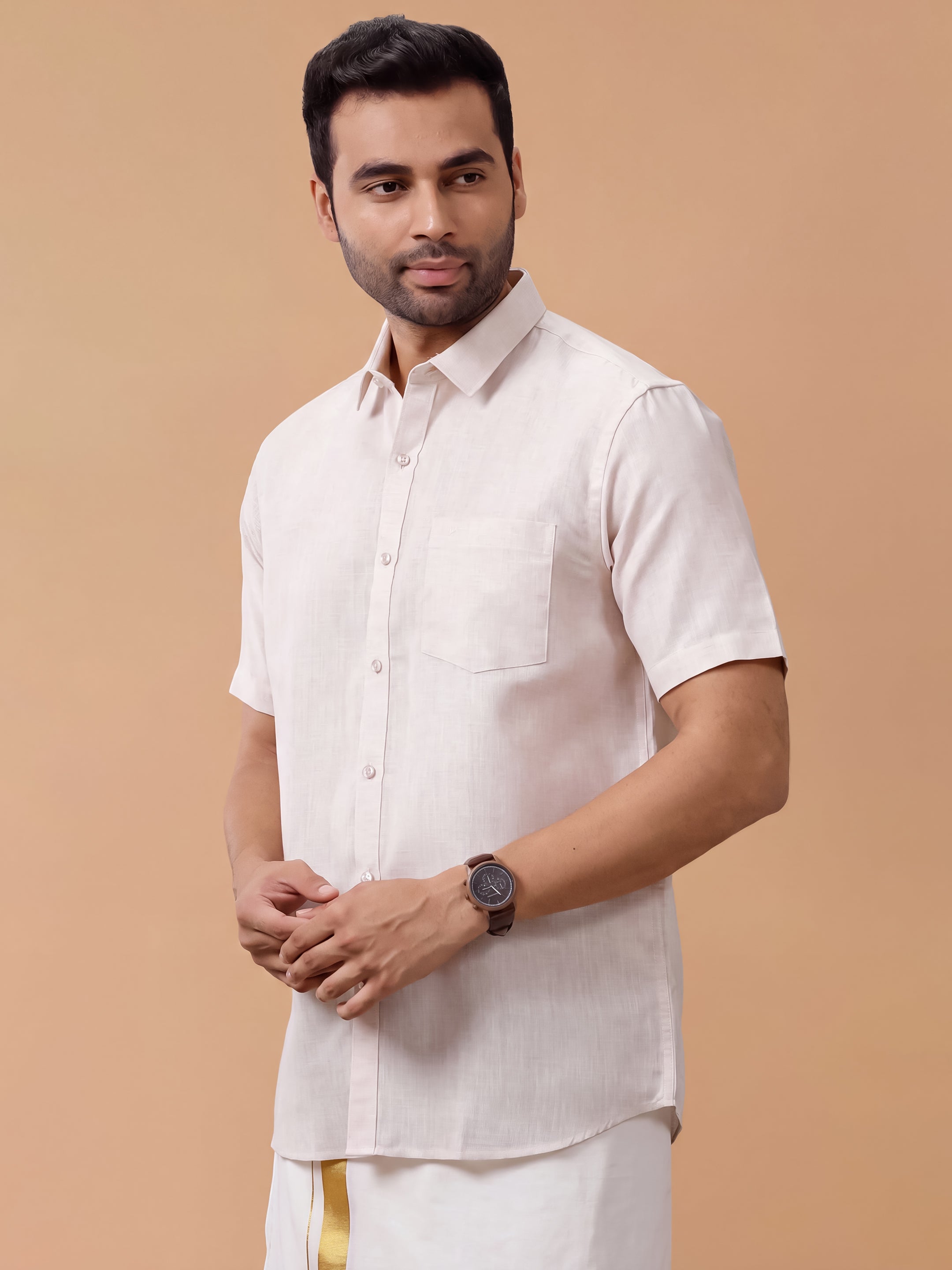Cotton Rich Orange Regular Fit Shirt T25 TA7