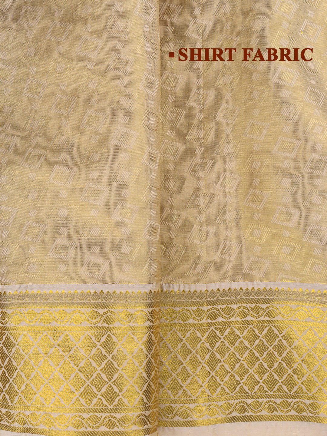 Men Art Silk Wedding Set Dhoti Shirting & Towel Set Gold Brahmotsavam B13(3*1)