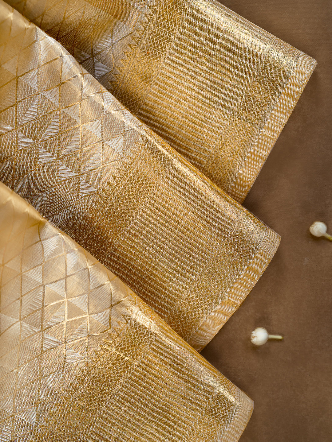 Pure Silk 5" Gold Tissue Jari Weaving Wedding Dhoti & Towel Set – Amirtham