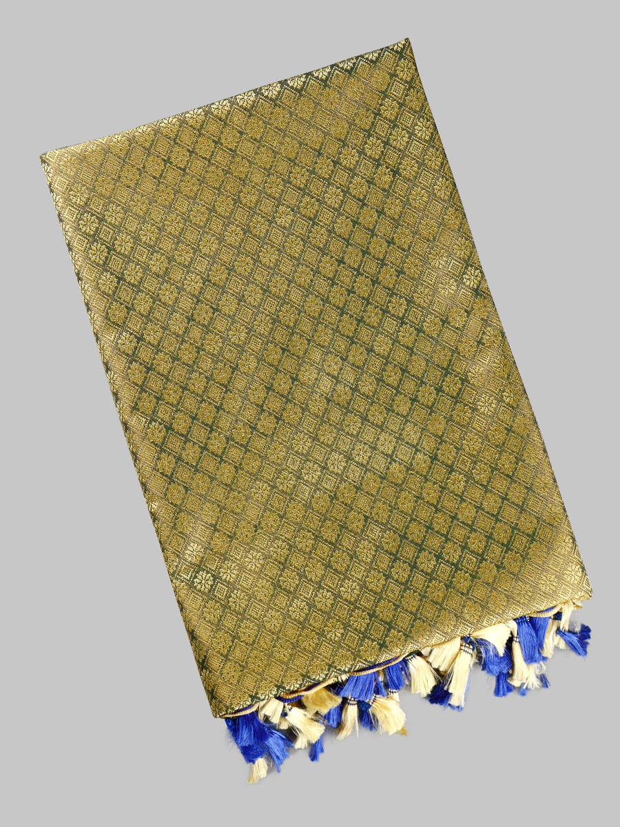 Ponnadai/Jari Shawl 508-Blue with sandal