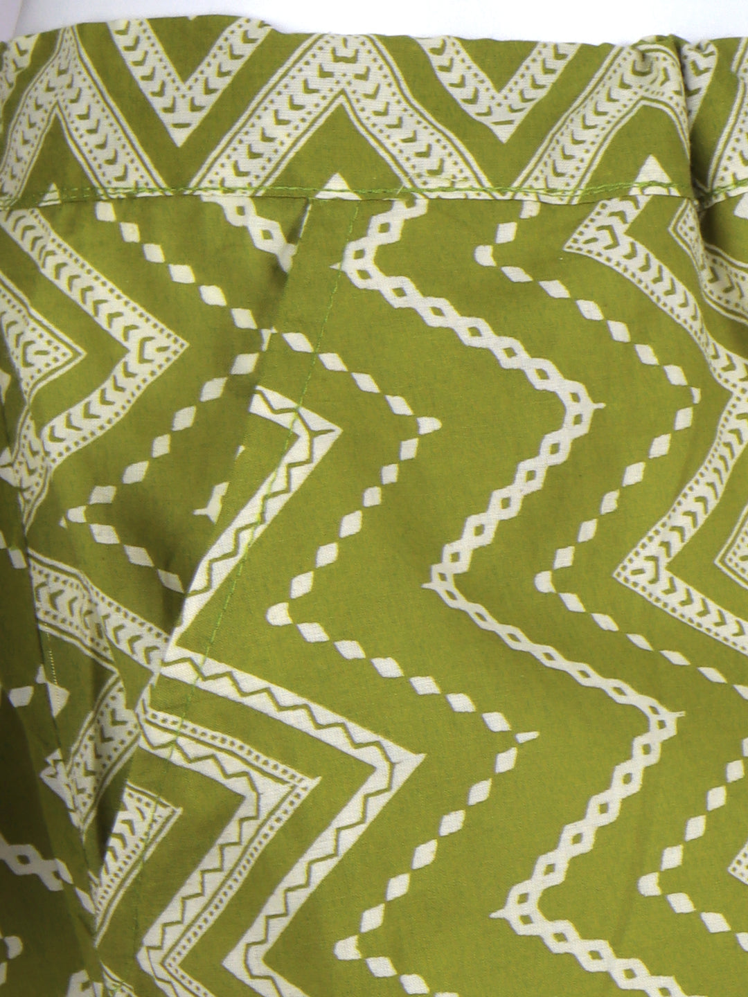 Women Cotton Printed Kurti Set Green EKS46
