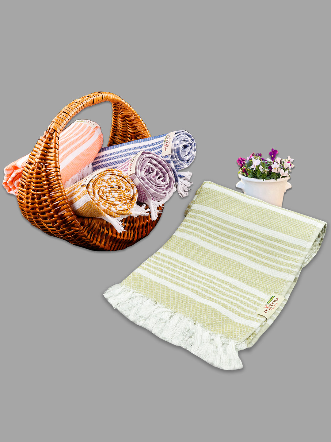 100% Cotton Striped Family Bath Towel Signature 1128 (Pack of 5)