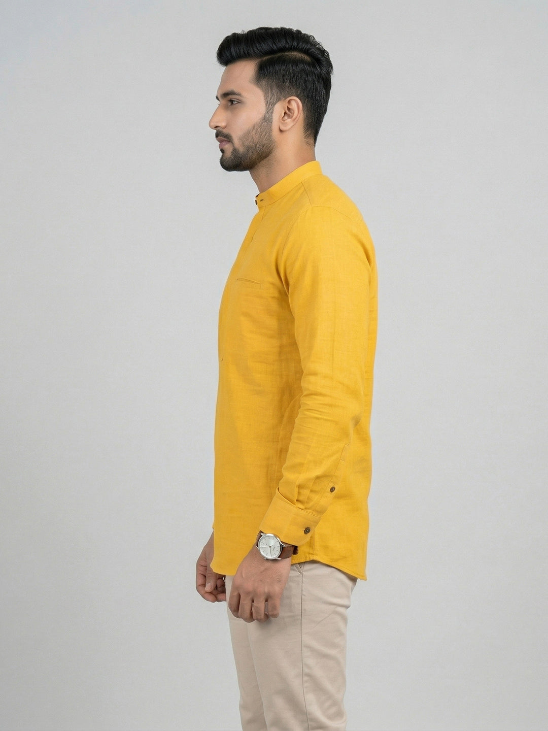 Cotton Short Length Plain Pocket Kurta Orangy Yellow Y24