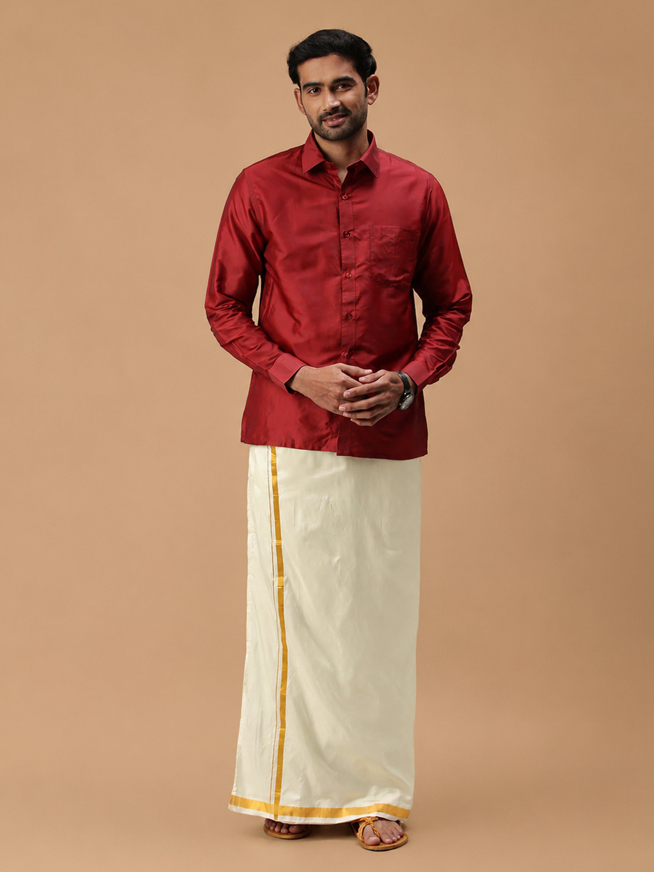 Silk Feel Maroon Shirt - Regular Fit