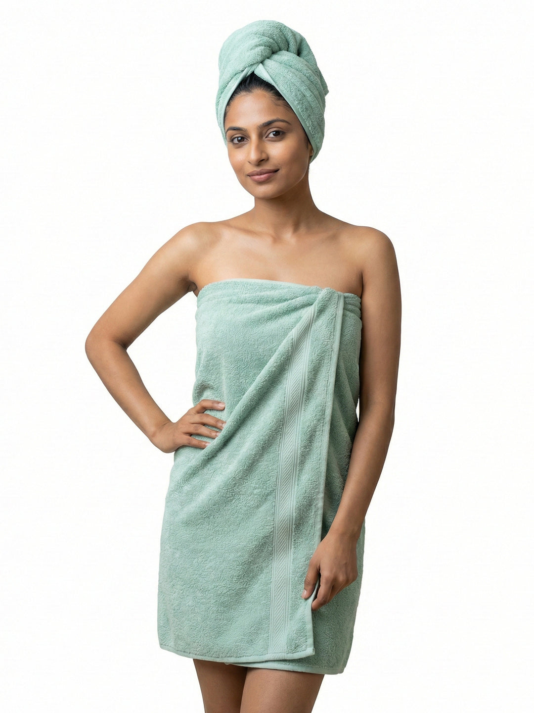 You & Me Premium Soft Terry Cotton Couple Bath, Face & Hand Towels M.Blue (Pack Of 6)