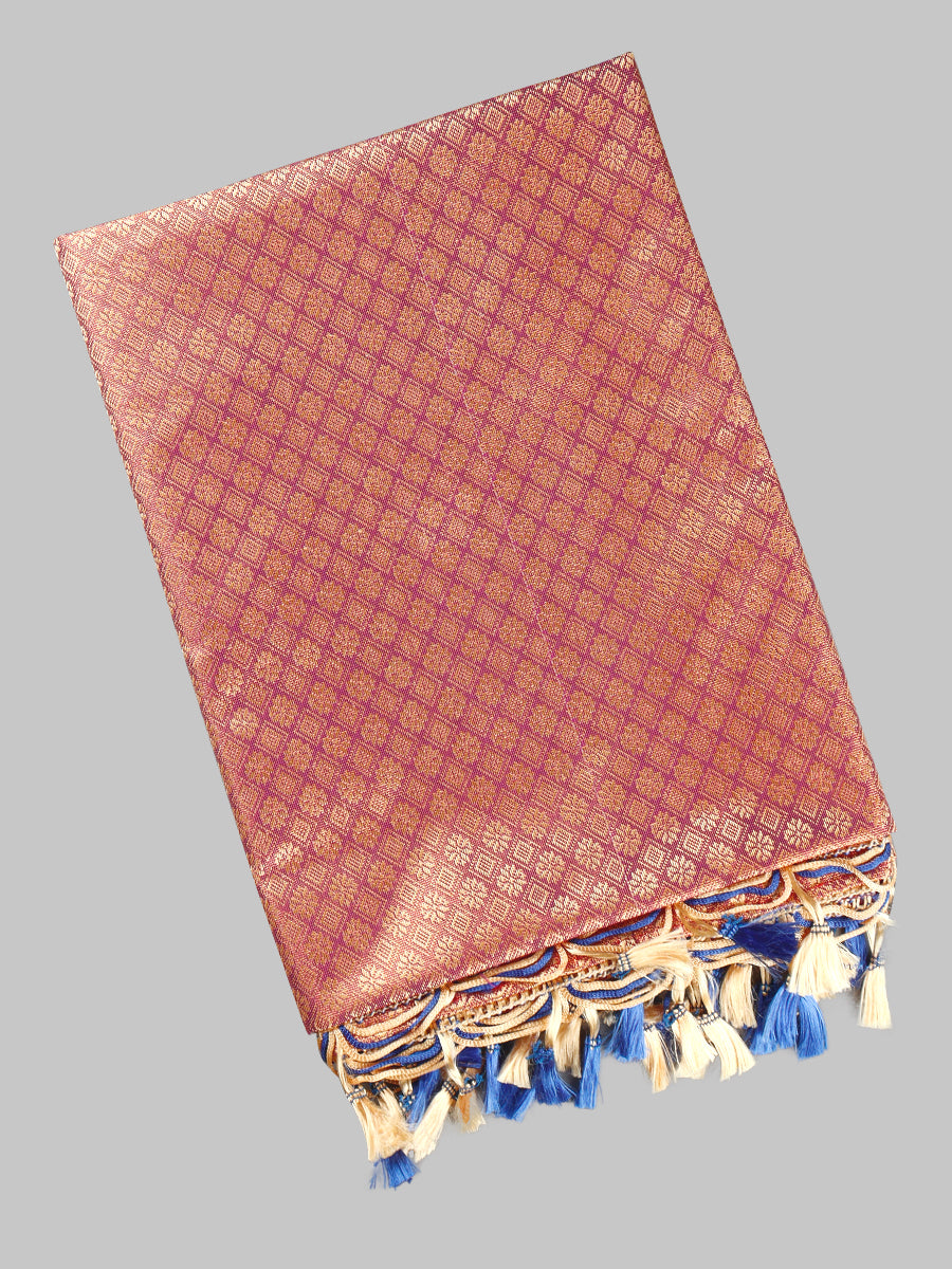 Ponnadai/Jari Shawl 508-Purple with blue