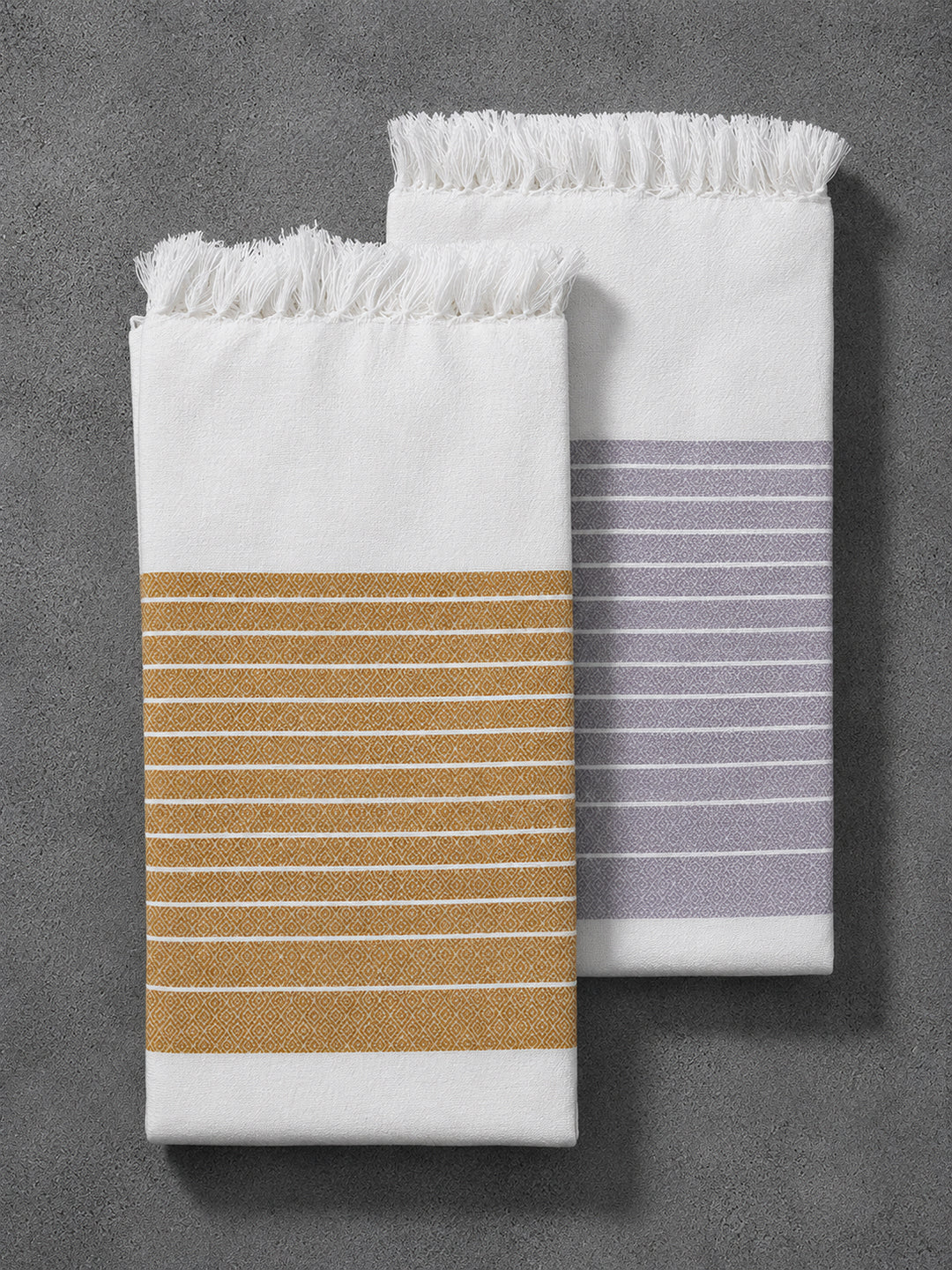100% Cotton Self Designed Bath Towel Signature 1051 Pack of 2