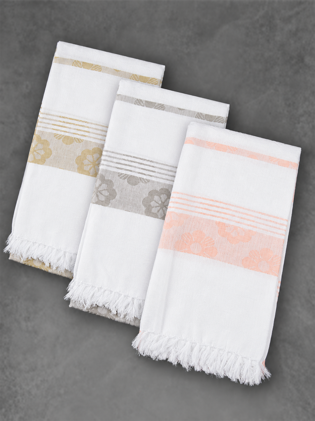 100% Cotton Self Designed Bath Towel Signature Pack of 3 1058