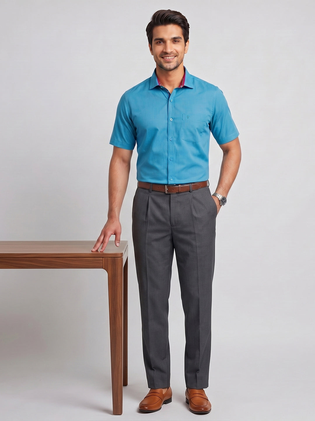 Pack of 2 | 100% Cotton Smart Fit Shirts - Deep Pink & Blue