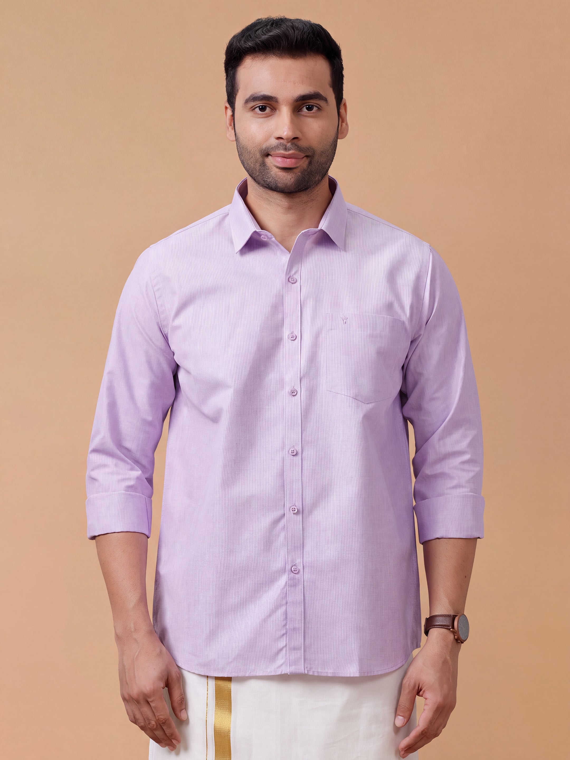 Cotton Rich Violet Regular Fit Shirt T1 GC17