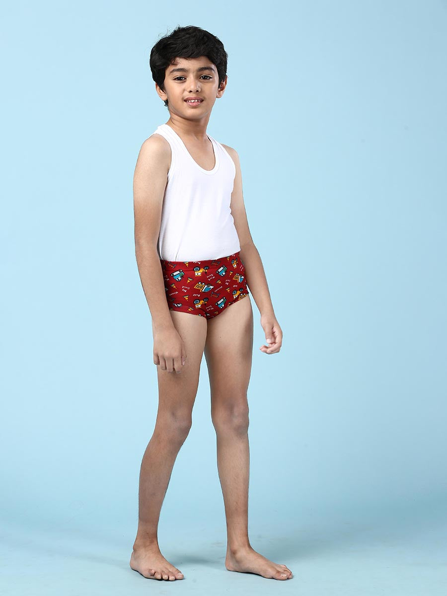 Boys Combed Cotton Assorted Colour Print Briefs (Pack of 5)