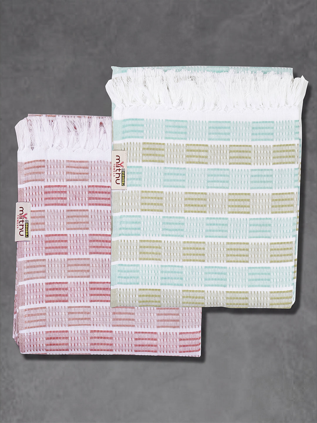 100% Cotton Checked Bath Towel Signature Pack of 2 1108