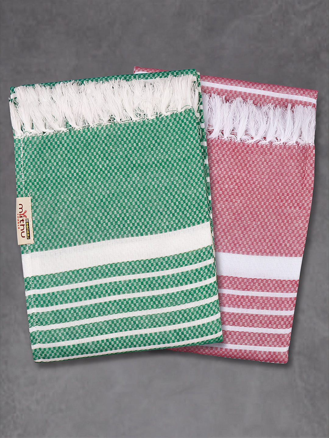 100% Cotton Self Designed Bath Towel Signature Pack of 2 1123