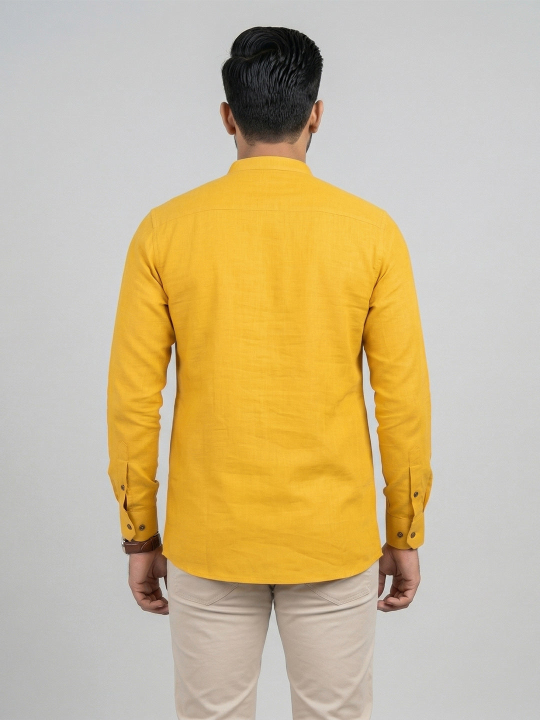 Cotton Short Length Plain Pocket Kurta Orangy Yellow Y24
