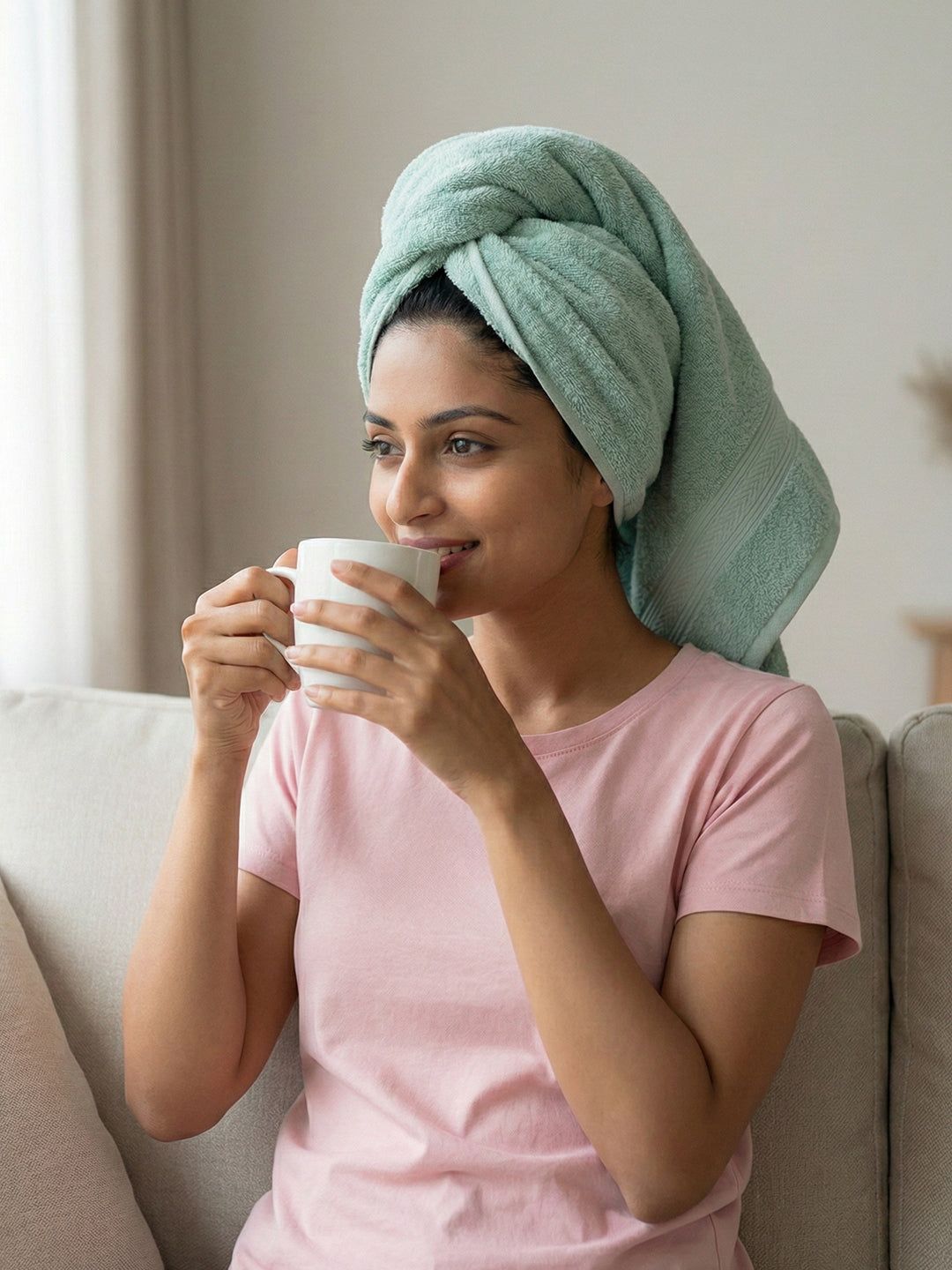 You & Me Premium Soft Terry Cotton Couple Bath, Face & Hand Towels M.Blue (Pack Of 6)