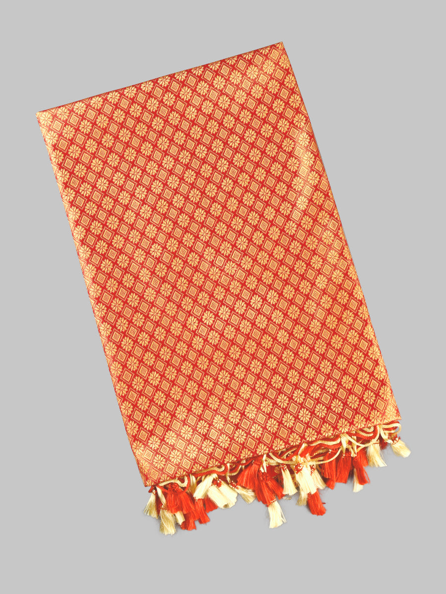 Ponnadai/Jari Shawl 508-Honey red