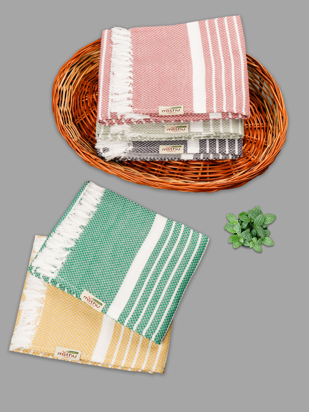 100% Cotton Self Designed Family Bath Towel Signature 1123 (Pack of 5)
