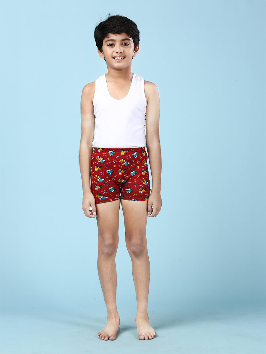Boys Combed Cotton Assorted Colours Print Drawer (Pack of 5)