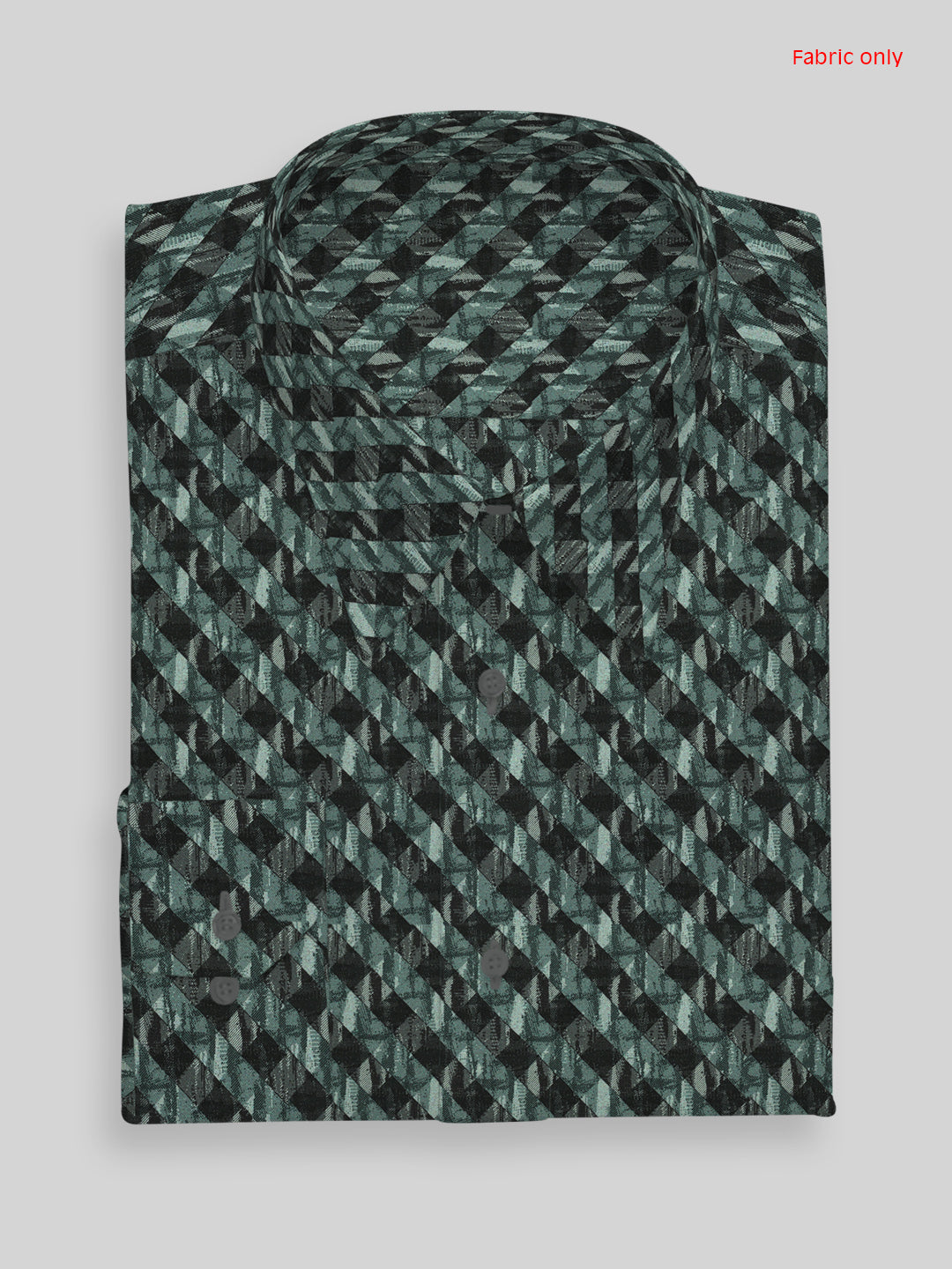 Men Cotton Rich Green Printed Shirt Fabric Oslo Print