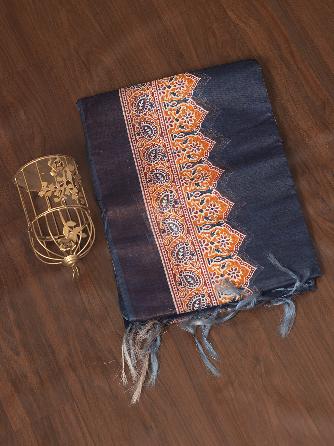 Women Dark Blue Semi Tussar Saree ST210