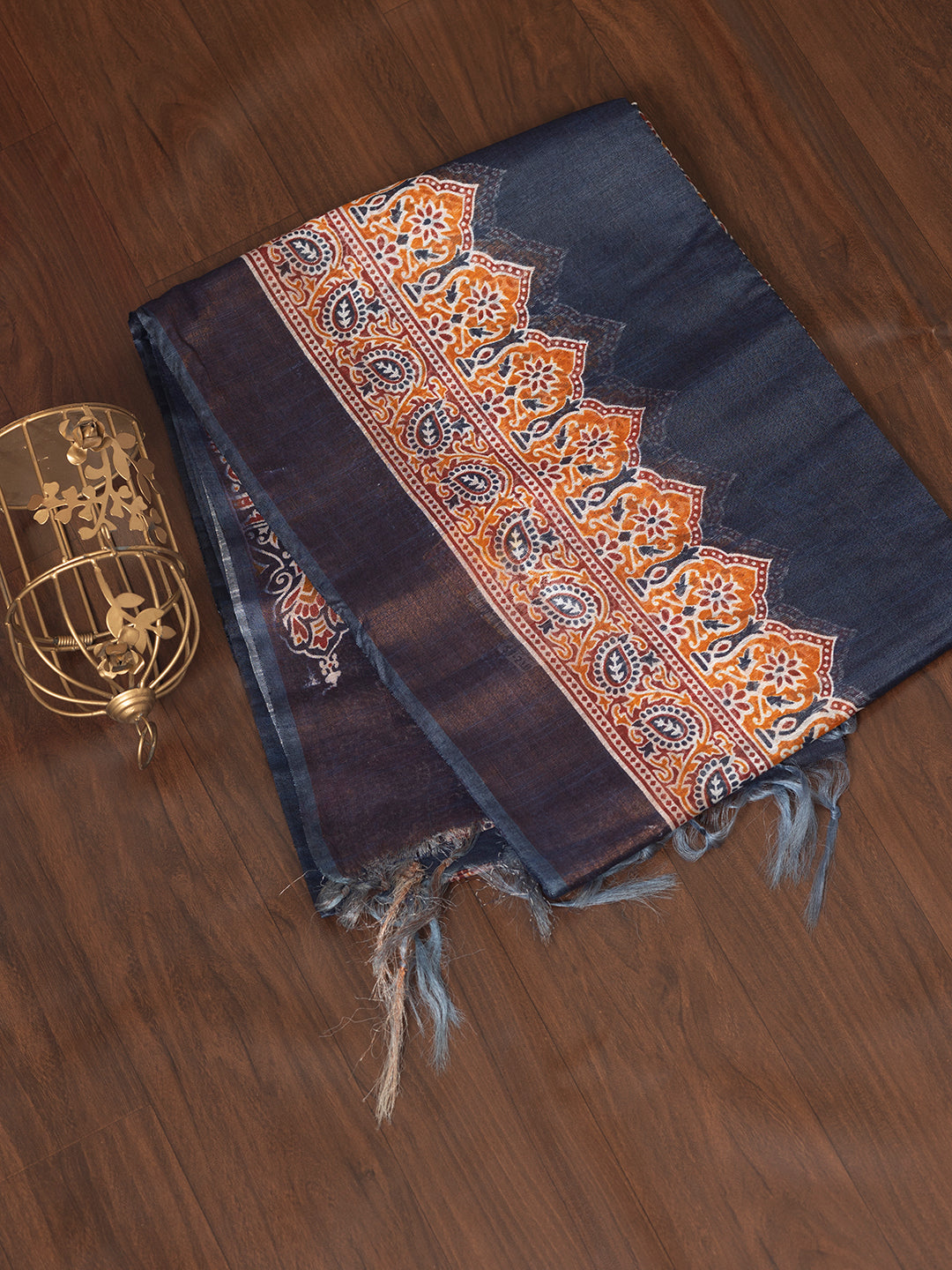 Women Dark Blue Semi Tussar Saree ST210