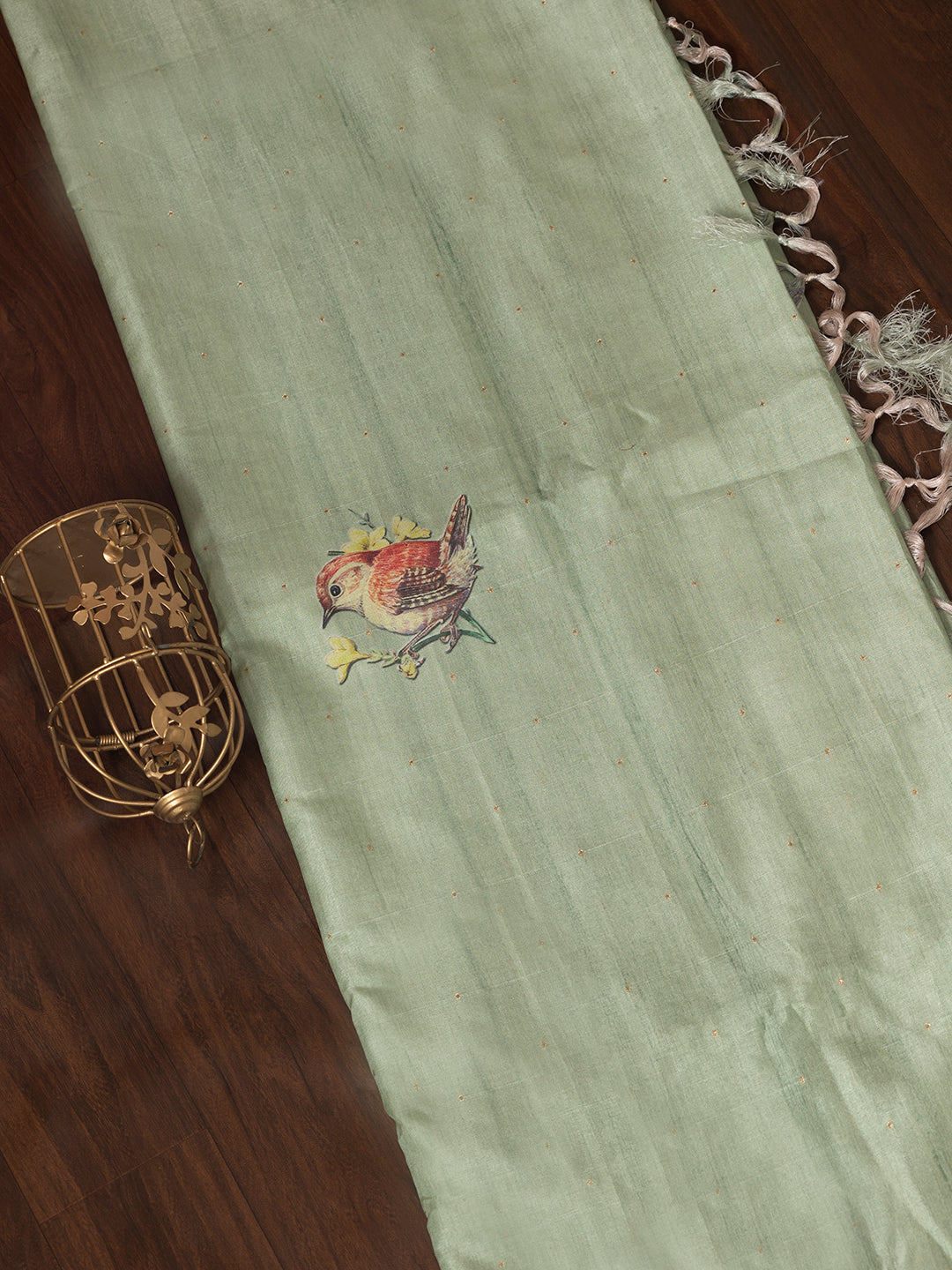 Women Light Green Semi Tussar Saree ST204