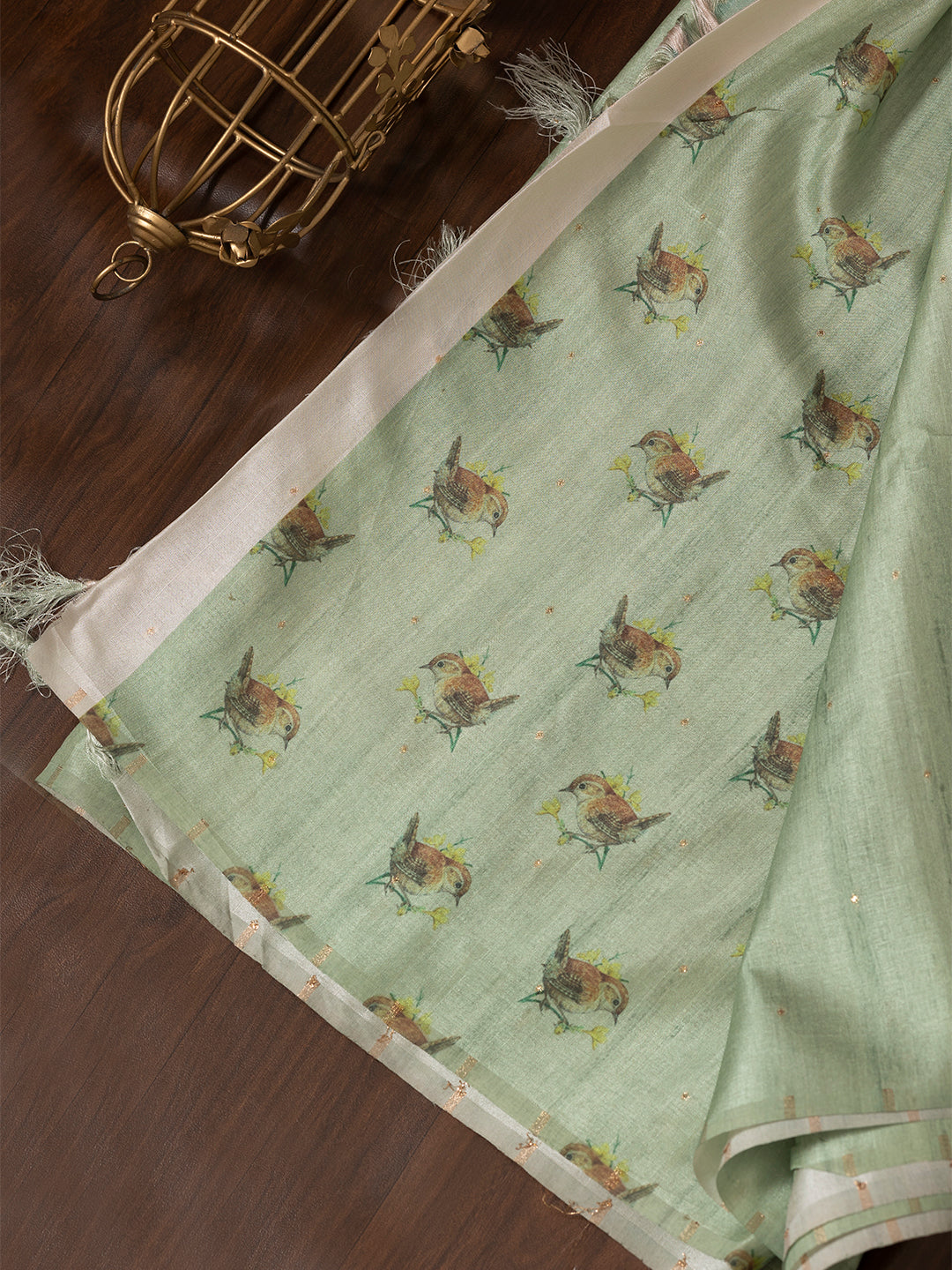 Women Light Green Semi Tussar Saree ST204