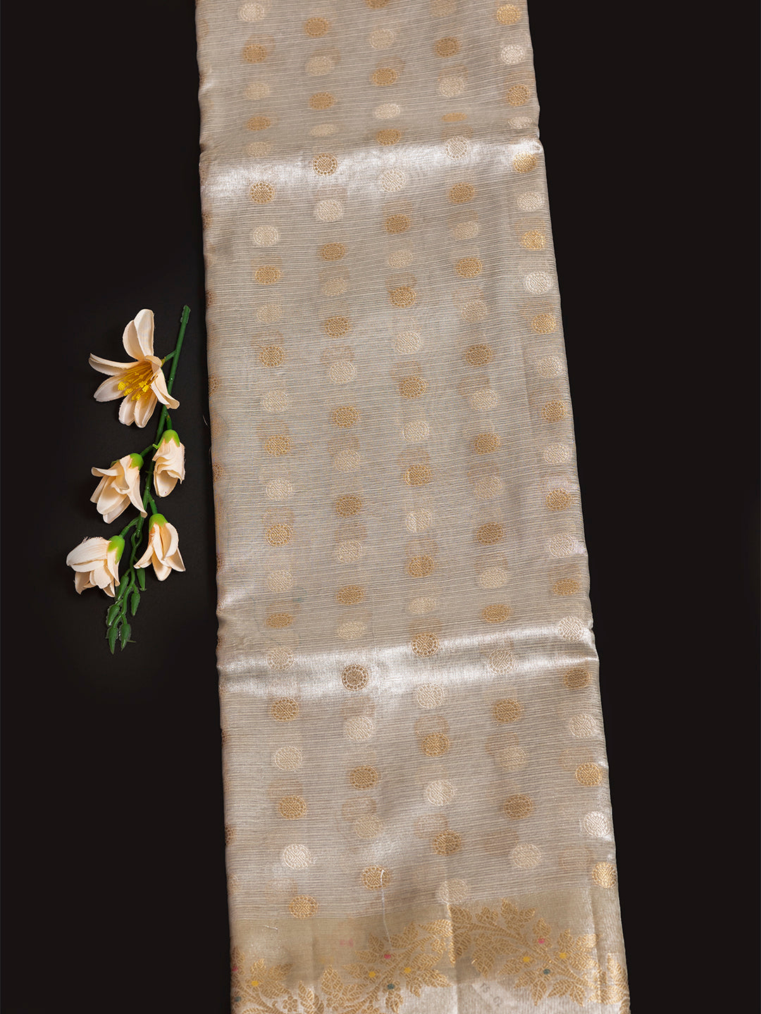 Women Silver Tissue Printed Saree TS02