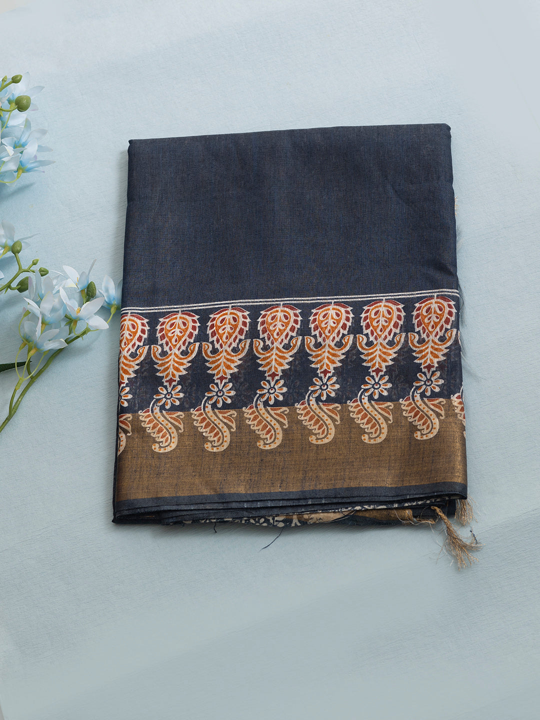 Women Blue Semi Tussar Sarees SCS160