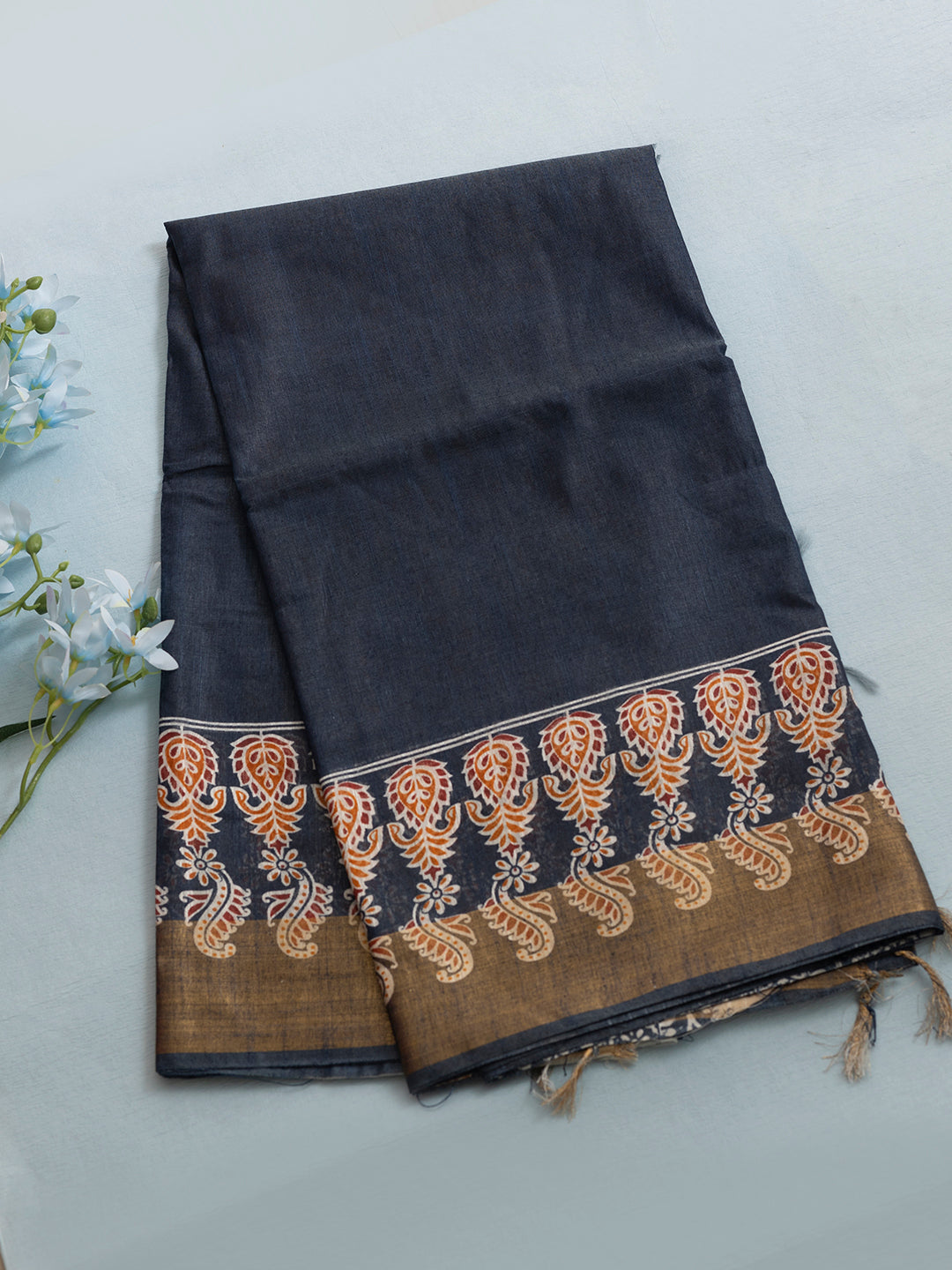 Women Blue Semi Tussar Sarees SCS160