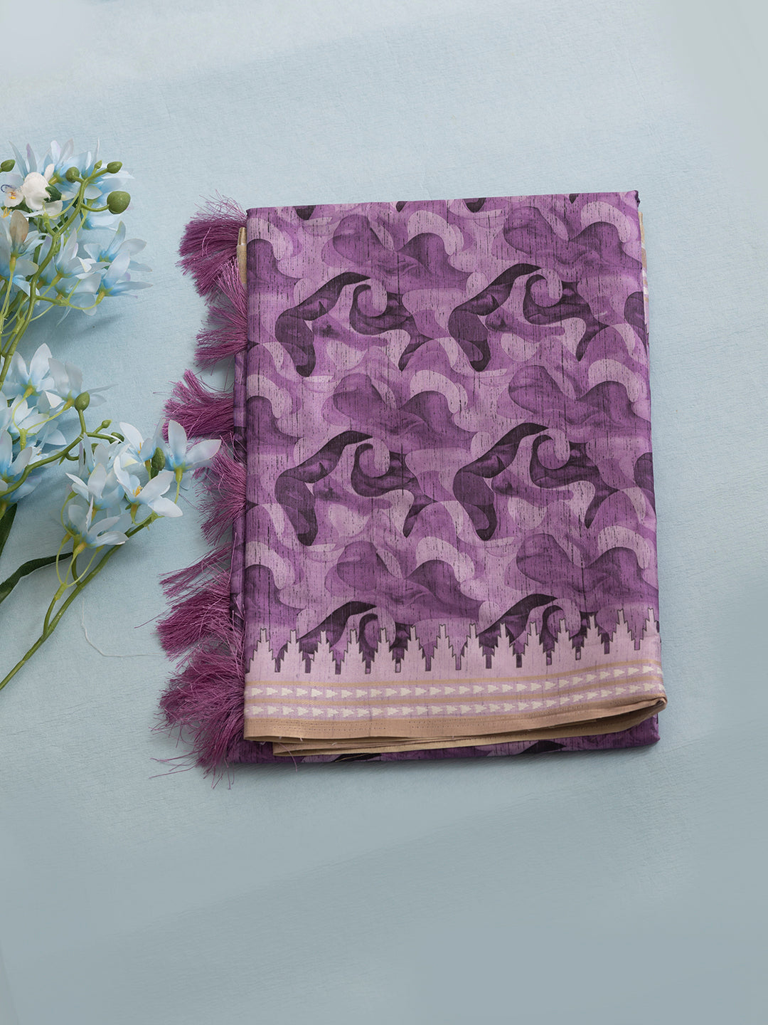 Women Violet Semi Tussar Printed Saree SCS152