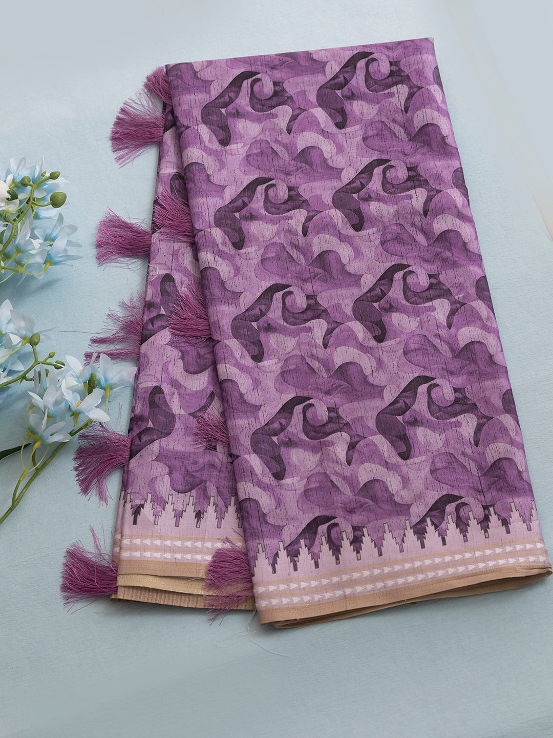 Women Violet Semi Tussar Printed Saree SCS152