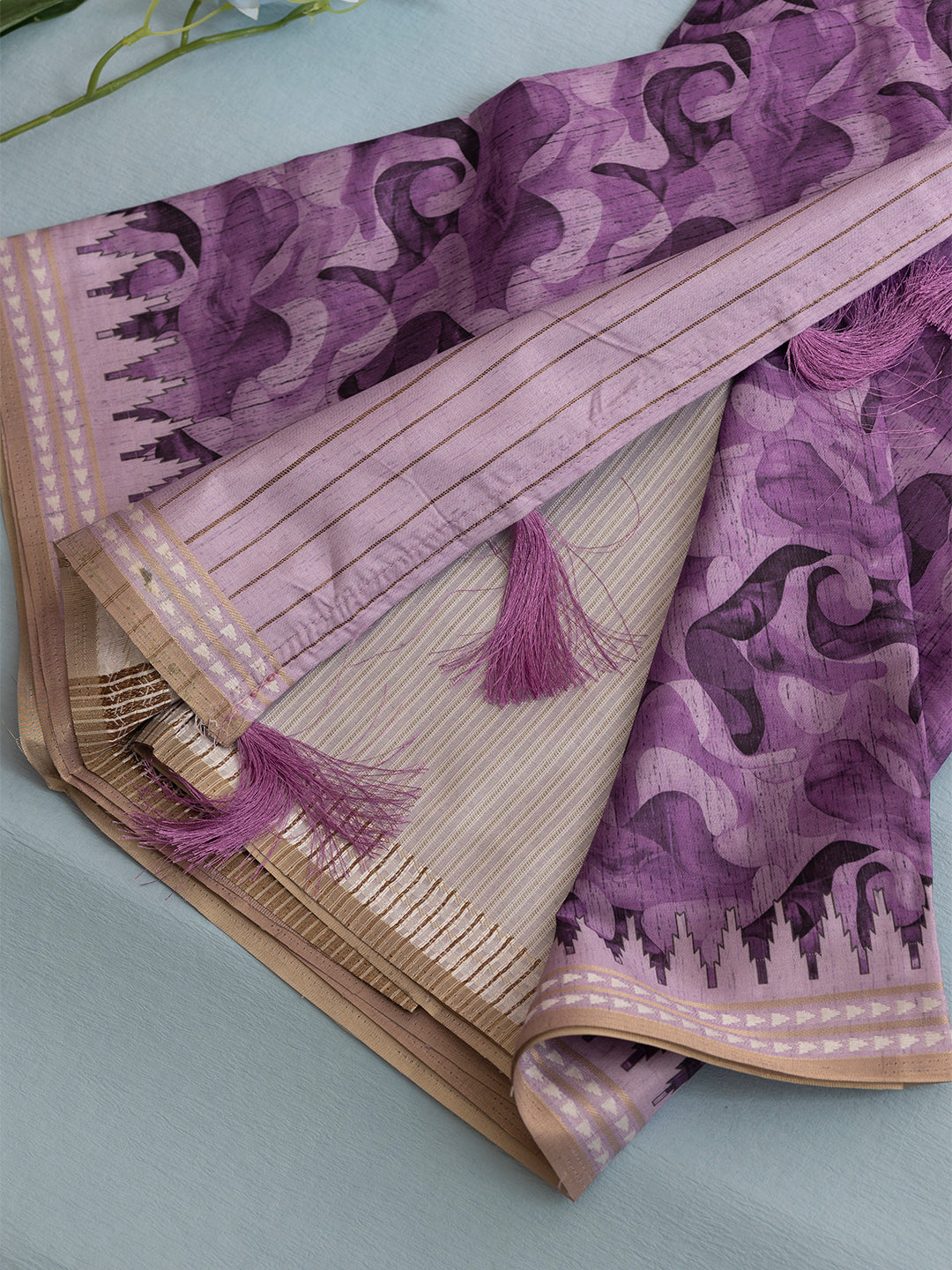 Women Violet Semi Tussar Printed Saree SCS152