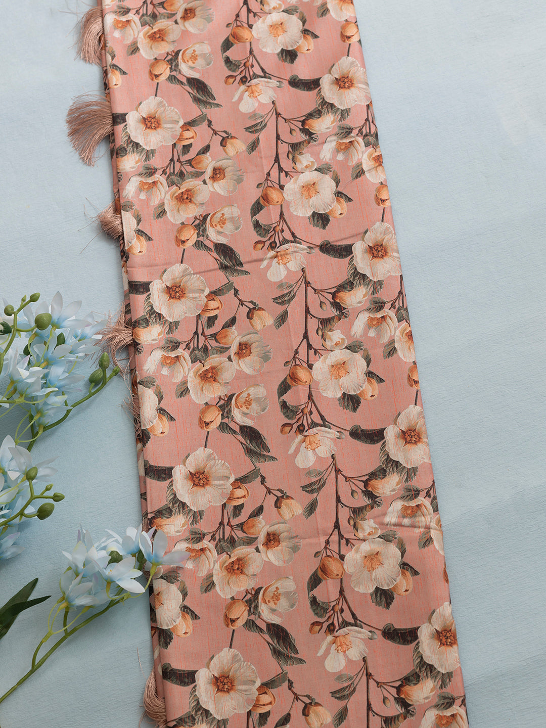 Women Peach Semi Tussar Printed Saree SCS150