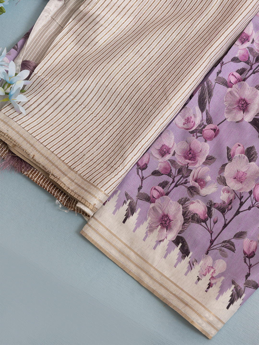 Women Violet Semi Tussar Printed Saree SCS149