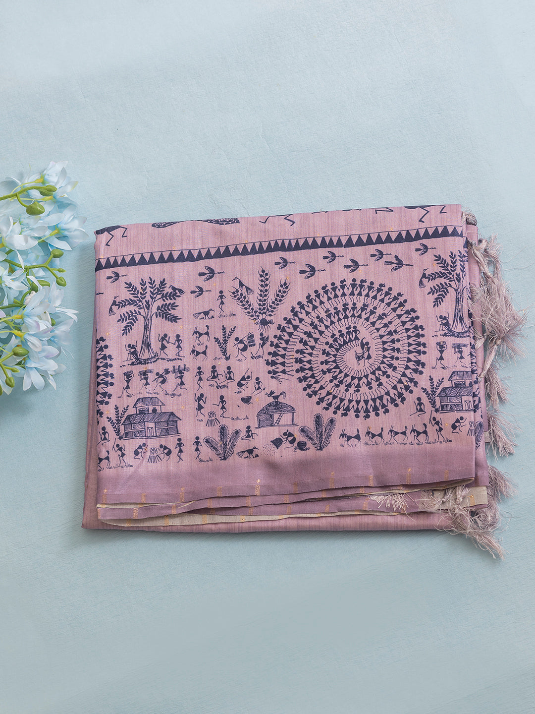 Women Violet Semi Tussar Printed Saree SCS153